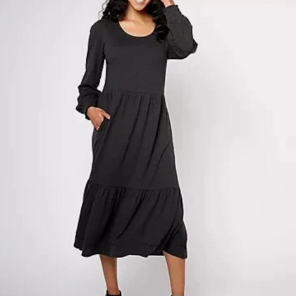Canyon Retreat women’s Boho Lagenlook Black Midi Dress size‎ XL NWT festival